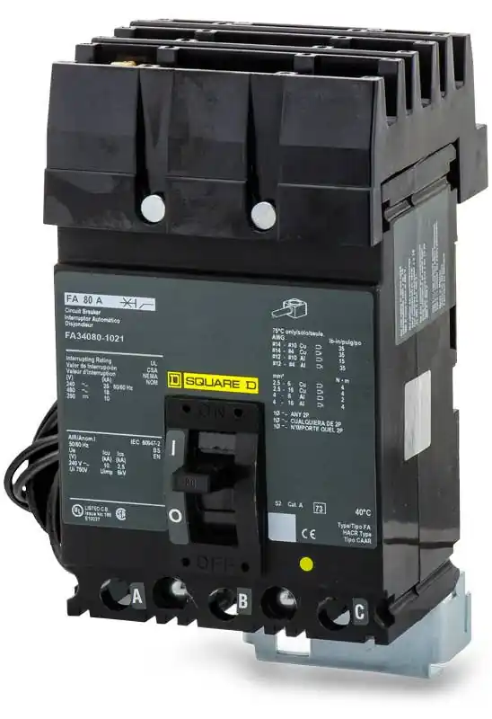 New Arrival Square D FA34080-1021 - 80A 3 Pole Molded Case Circuit Breaker