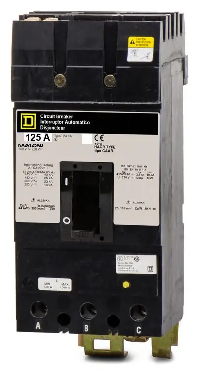Genuine Square D KA26125AB - 125A 2 Pole Molded Case Circuit Breaker