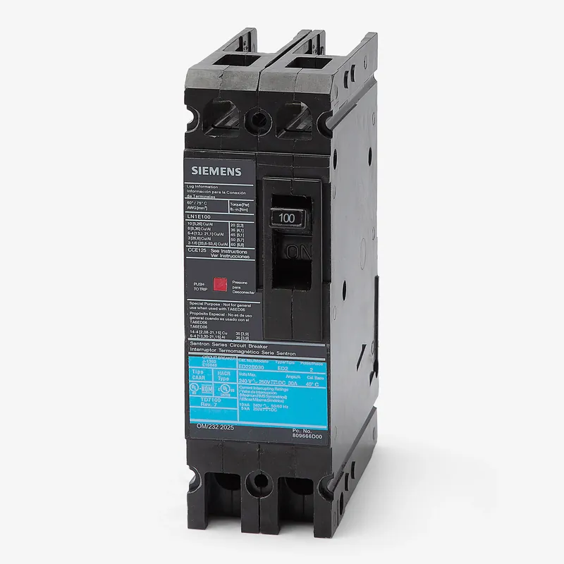 Siemens ED22B100 - 100A 2 Pole Molded Case Circuit Breaker Grab Now