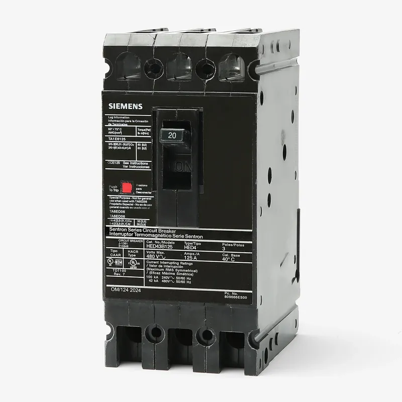 New Release Siemens HED43B020 - 20A 3 Pole Molded Case Circuit Breaker
