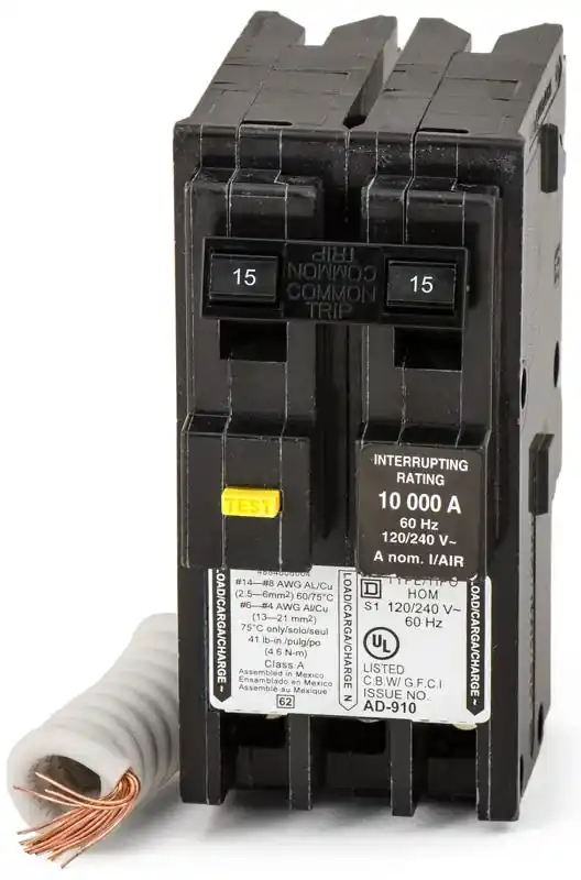 Brand New Square D HOM215GFI - 15A GFCI Miniature Circuit Breaker
