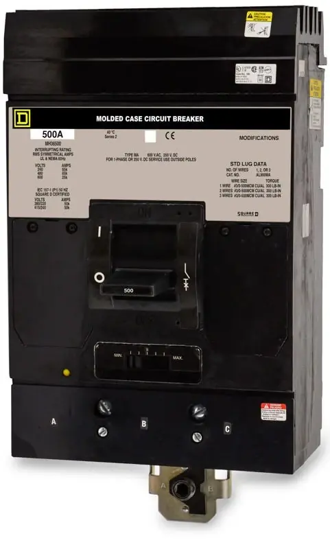 Square D MH36500 - 500A 3 Pole Molded Case Circuit Breaker Price Drop