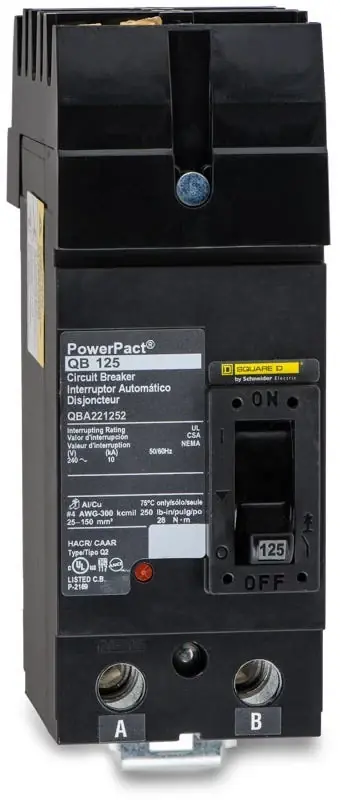 Discount Square D QBA221252 - 125A 2 Pole Molded Case Circuit Breaker