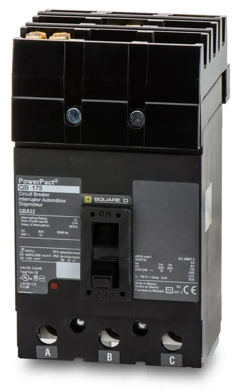 Square D QBA32175 - 175A 3 Pole Molded Case Circuit Breaker Factory Price