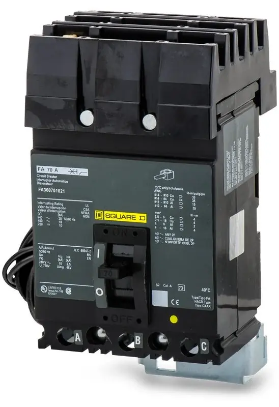 Buy Online Square D FA36070-1021 - 70A 3 Pole Molded Case Circuit Breaker