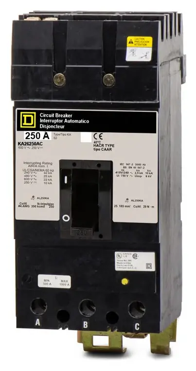Square D KA26250AC - 250A 2 Pole Molded Case Circuit Breaker Super Sale