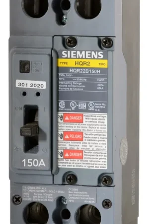 Trusted Brand Siemens HQR22B150H - 150A 2 Pole Molded Case Circuit Breaker