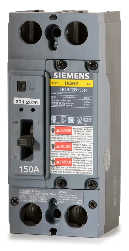 Trusted Brand Siemens HQR22B150H - 150A 2 Pole Molded Case Circuit Breaker
