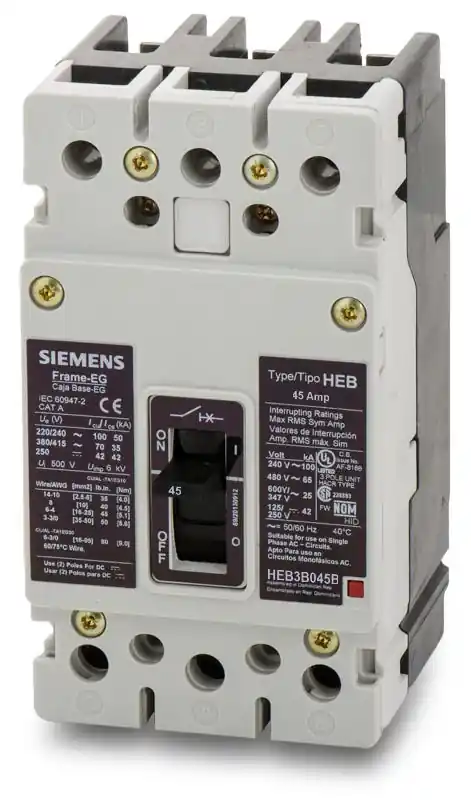 Fast Shipping Siemens HEB3B045B - 45A 3 Pole Molded Case Circuit Breaker