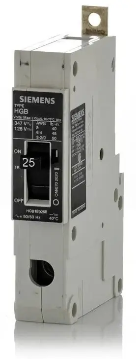 Time-Limited Siemens HGB1B025B - 25A 1 Pole Molded Case Circuit Breaker