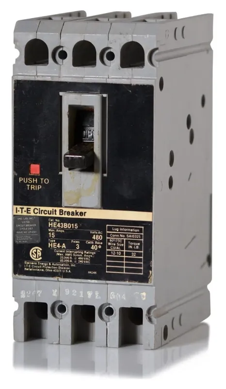 Luxury Siemens HE43B015 - 15A 3 Pole Molded Case Circuit Breaker