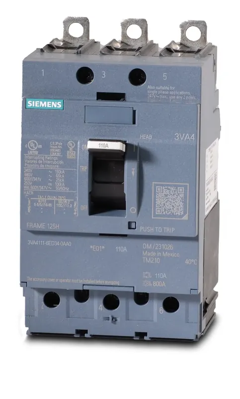 Siemens 3VA4111-6ED34-0AA0 - 110A 3 Pole Molded Case Circuit Breaker Top Pick