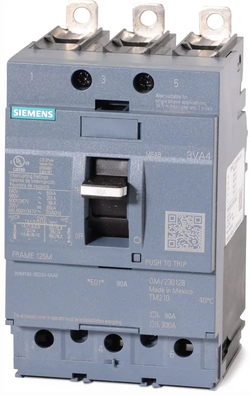 Siemens 3VA4190-5ED34-0AA0 - 90A 3 Pole Molded Case Circuit Breaker Free Returns