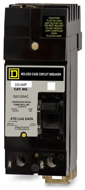 Square D Q221225AC - 225A 2 Pole Molded Case Circuit Breaker Special Discount