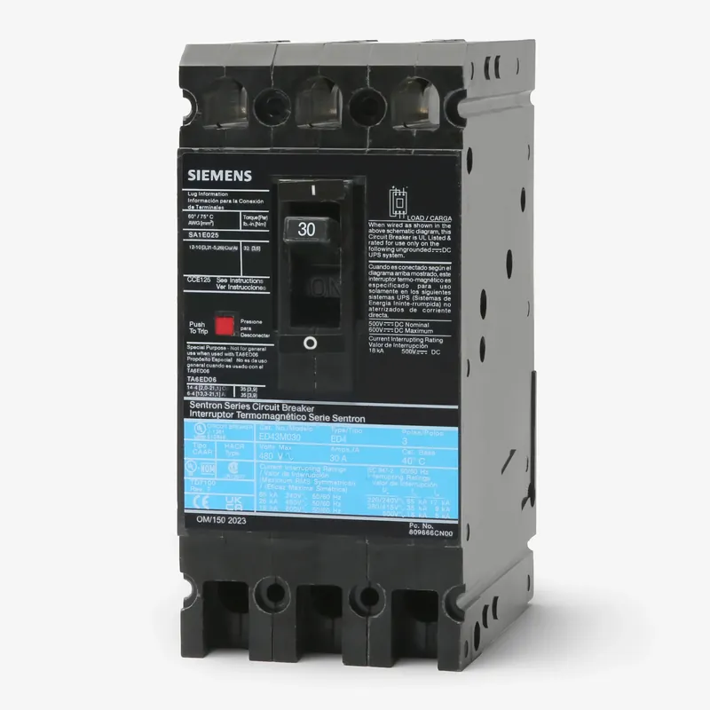 Siemens ED43M030 - 30A 3 Pole Molded Case Circuit Breaker Express Delivery
