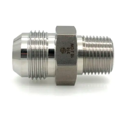 Stainless Adapters SS2404-06-06 Pipe Adapter, 3/8 in 37 deg JIC Male Flared x 3/8 in MNPT, Stainless Steel Super Sale