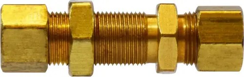 Midland Metal 18089 Bulkhead Union, 5/16 in Compression x 5/16 in Compression, Brass Get Yours