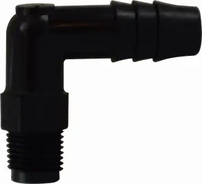 High Quality Midland Metal 33046B 90 deg Elbow, 3/8 in Hose Barbed x 1/8 in MIP, Polyethylene