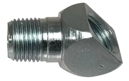 Bargain Midland Metal 36362 45 deg Elbow, 1/8 in FNPTF x 1/8 in MNPTF, Steel, Zinc-Plated