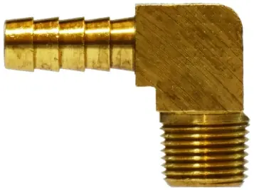 Free Returns Midland Metal 32309B 90 deg Barstock Elbow, 1/4 in Hose Barbed x 3/8 in Male BSPT, Brass