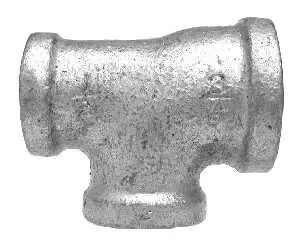 Trusted Brand Midland Metal 64350 Bulkhead Reducing Tee, 1-1/4 in FPT x 1 in FPT x 3/4 in FPT, Iron, Galvanized, 150 lb
