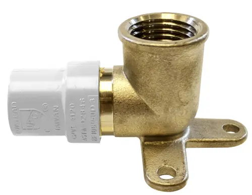 Clearance Midland Metal 35420LF Drop Ear Elbow, 1/2 in CPVC x 1/2 in FPT, Brass