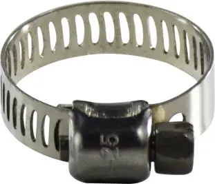 Midland Metal 350 Series 350005 Miniature Worm Gear Clamp, 7/16 in Minimum Clamp Diameter, Stainless Steel Clearance
