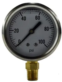 Midland Metal 80063 Pneumatic Pressure Gauge, 2-1/2 in Dial, 0 to 60 psi Measuring Range, +/-1.5 % Accuracy Direct From Factory