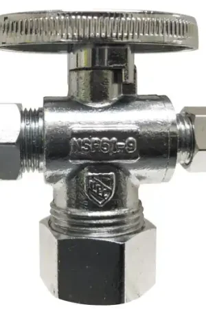 Weekend Sale Midland Metal 746446 90 deg Angle Supply Stop, 1/2 x 3/8 in Nominal, FIP x Compression, Brass Body