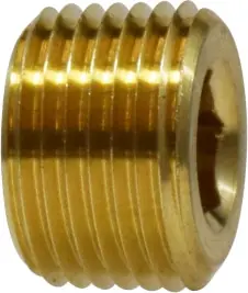 Secure Checkout Midland Metal 28094 Countersunk Hex Plug, 1/4 in FNPT, 0.45 in, Brass