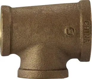 Today Only Midland Metal 44296 Reducing Tee, 1 in FPT x 3/4 in FPT x 3/4 in FPT, Bronze