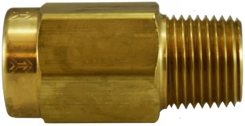 Midland Metal 46566 Check Valve, 1/4 in Nominal, FPT x MPT, Brass Body, Import Professional Grade