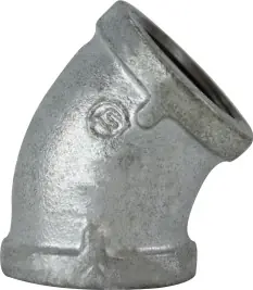 Midland Metal 64180 45 deg Elbow, 1/8 in FPT x 1/8 in FPT, Iron, Galvanized, 150 lb Hassle-Free Returns