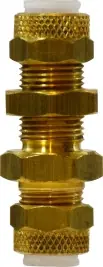 Midland Metal Poly-Flo 20337 Bulkhead Union, 1/4 in Tube OD x 1/4 in Tube OD, Brass Express Delivery