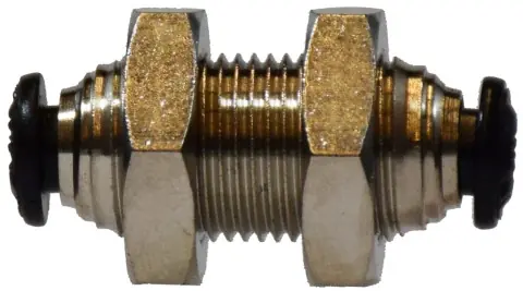 Midland Metal 20734N Bulkhead Straight Union, 6 mm Push-In x 6 mm Push-In, Brass, Nickel-Plated Top Rated