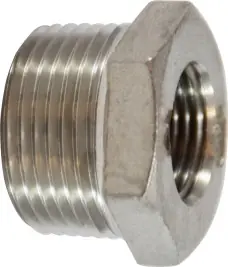 Top Pick Midland Metal 62536 Reducer Hex Bushing, 2-1/2 in MPT x 1 in FPT, Stainless Steel, 150 lb