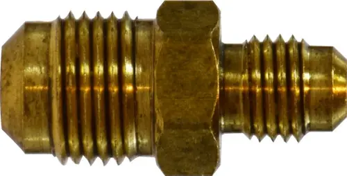 Direct From Factory Midland Metal 10123 Reducing Union, 5/8 in SAE 45 deg Male Flare x 1/2 in SAE 45 deg Male Flare, Brass