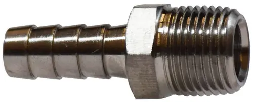 Midland Metal 32011SS Straight Adapter, 3/8 in Hose Barbed x 1/8 in MIP, Stainless Steel Fan Favorite