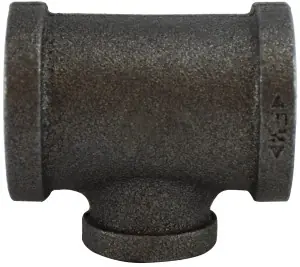 Midland Metal 65328 Reducing Tee, 2 in FPT x 2 in FPT x 3/4 in FPT, Iron, Black, 150 lb Premium