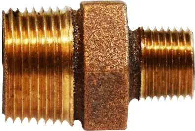 Hassle-Free Returns Midland Metal 44753 Reducing Hex Nipple, 1-1/2 in MPT x 1-1/4 in MPT, Bronze