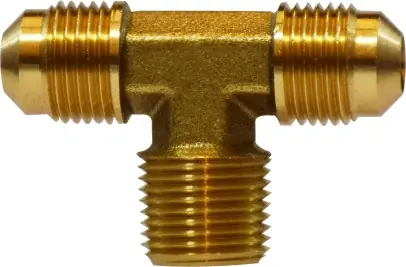 Deal Midland Metal 10216 Branch Tee, 1/2 in Male Flare x 1/2 in Male Flare x 3/4 in Male NPTF, Brass