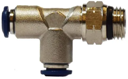 Last Chance Midland Metal 20164N Swivel Run Tee, 1/4 in Tube OD x 3/8 in MIP x 1/4 in Tube OD, Brass, Nickel-Plated