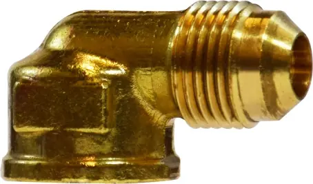 Midland Metal 10324 90 deg Elbow, 1/2 in Male Flared x 3/8 in FNPTF, Brass Today Only