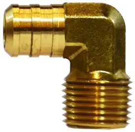 Midland Metal 32045 90 deg Elbow, 5/8 in Hose Barbed x 1/2 in Male NPTF, Brass In Demand