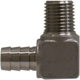 Bargain Midland Metal 32041SS 90 deg Elbow, 3/8 in Hose Barbed x 1/4 in Hose Barbed, Stainless Steel