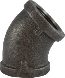 Midland Metal 65187 45 deg Elbow, 1-1/2 in FPT x 1-1/2 in FPT, Iron, Black, 150 lb Special Discount