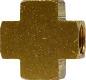Seasonal Sale Midland Metal 28043 Pipe Cross, 3/8 in FNPTF x 3/8 in FNPTF x 3/8 in FNPTF x 3/8 in FNPTF, Brass