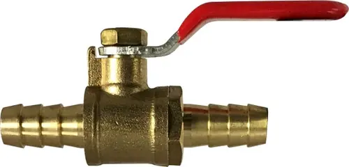 Professional Grade Midland Metal 944142 Mini Ball Valve, 1/4 in Nominal, Hose Barbed x Hose Barbed, 200 psi WOG Pressure