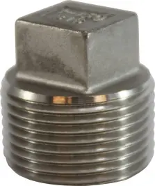 Last Chance Midland Metal 63671 Cored Square Head Plug, 1/4 in MPT, Stainless Steel, 150 lb