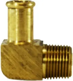 Last Chance Midland Metal 32186 90 deg Elbow, 3/8 in Bubble Barbed x 3/8 in MIP, Brass